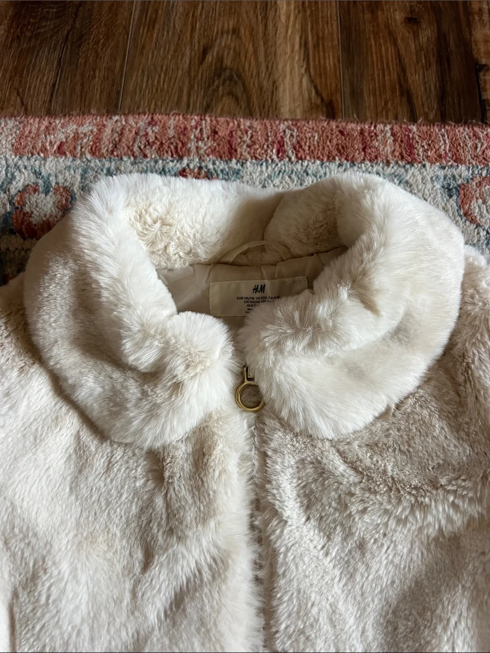 H&M Girls Cream Faux-Fur Coat